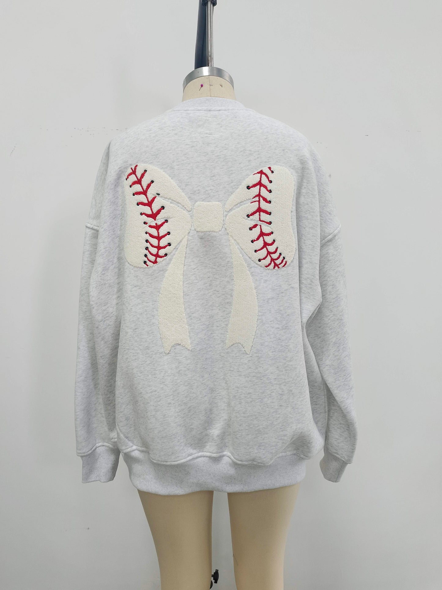 Baseball Bows Embroider Sweatshirt