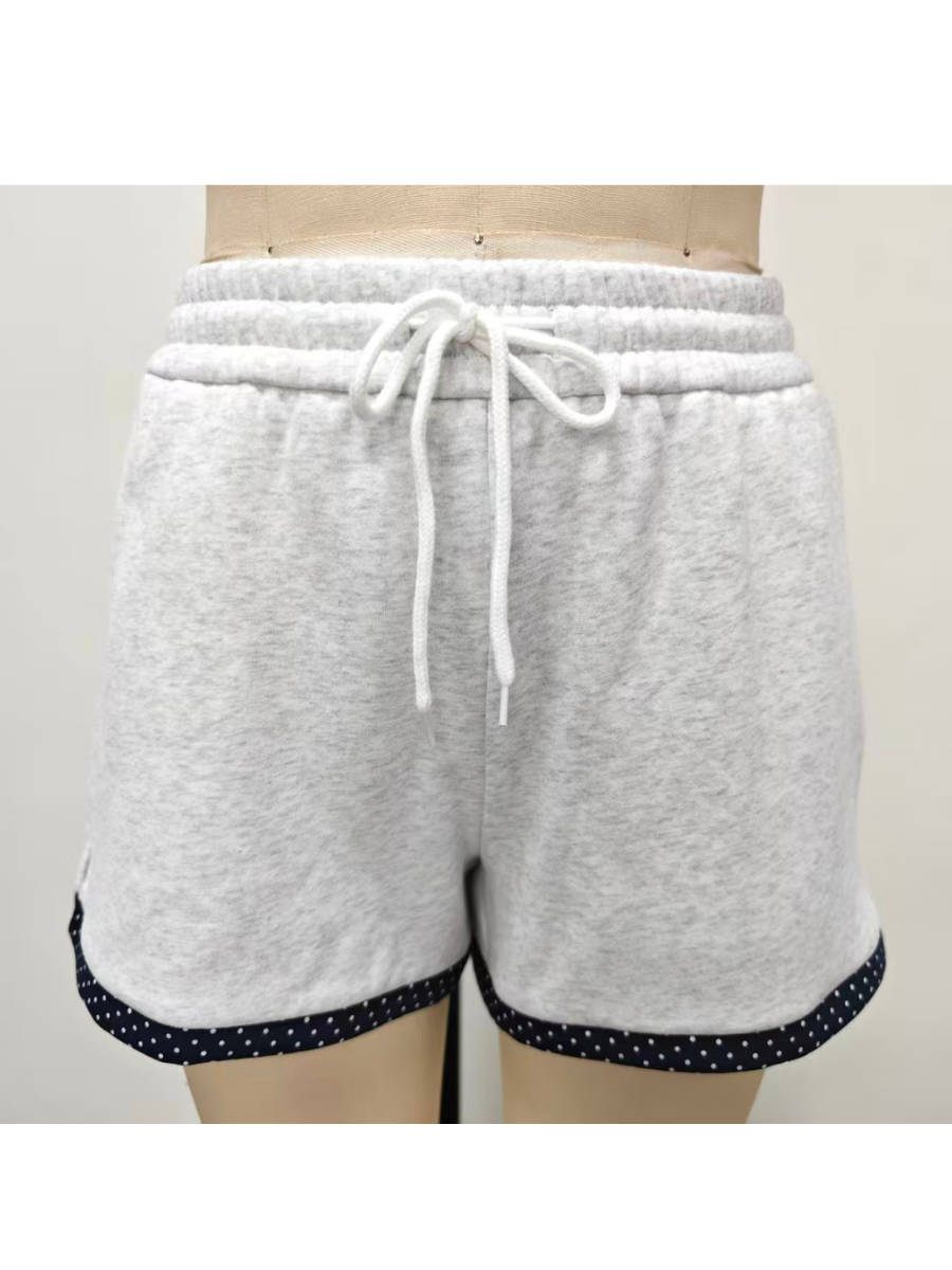 Pearl Grey Navy Blue Polka Dot Shorts