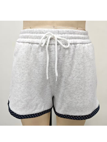 Pearl Grey Navy Blue Polka Dot Shorts
