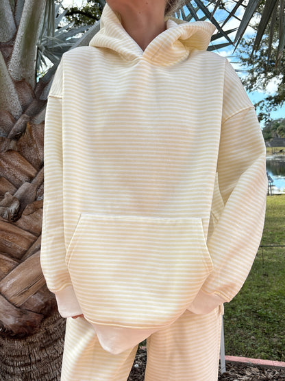 Baby Yellow and White Big Striped Hoodie