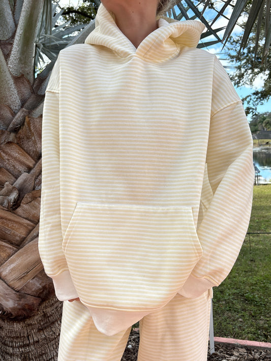 Baby Yellow and White Big Striped Hoodie