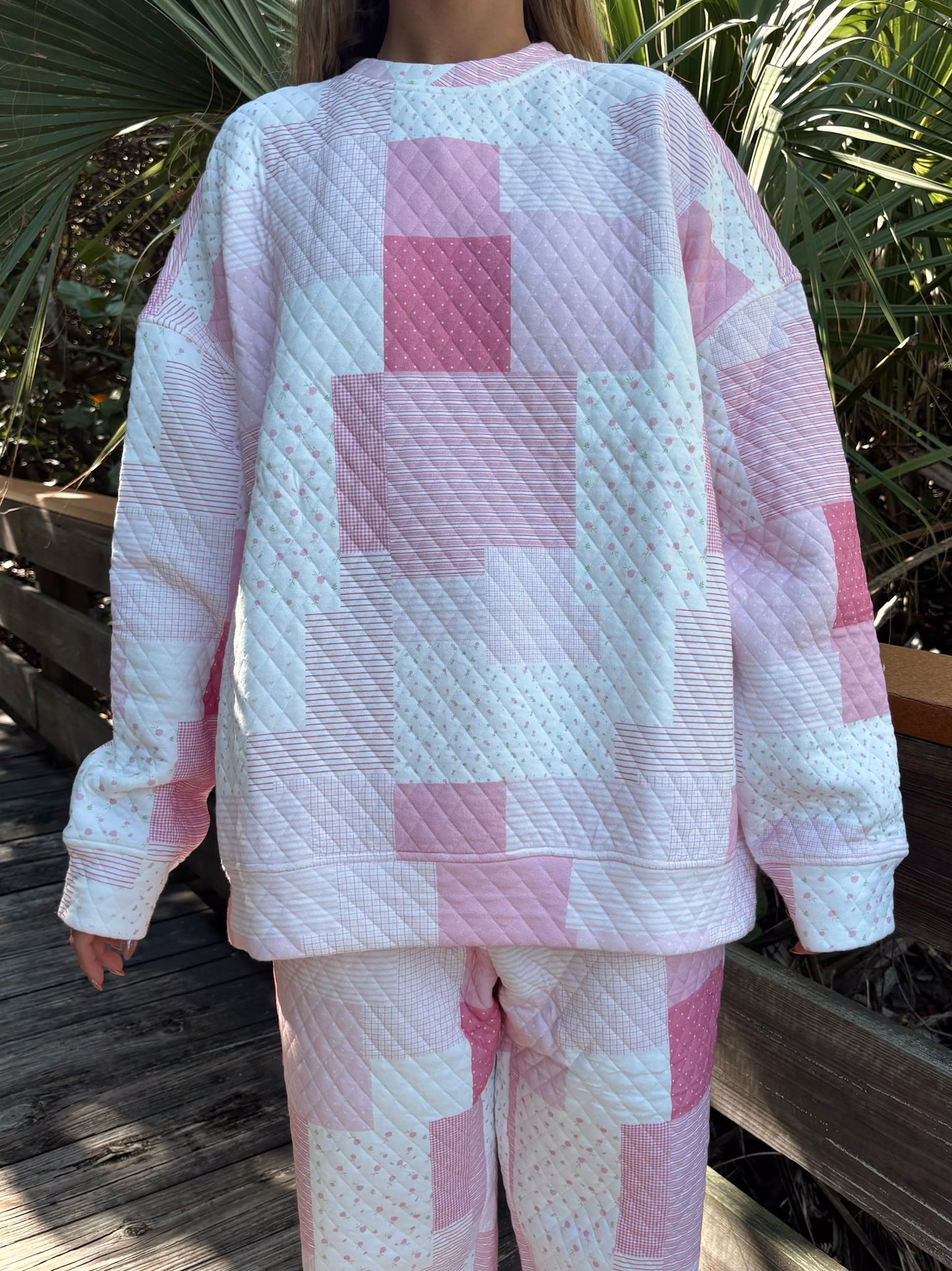 Margo Quilted Patchwork Crewneck Sweatshirt