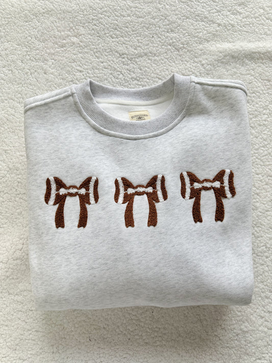 Football Bows Embroider Patch Sweatshirt