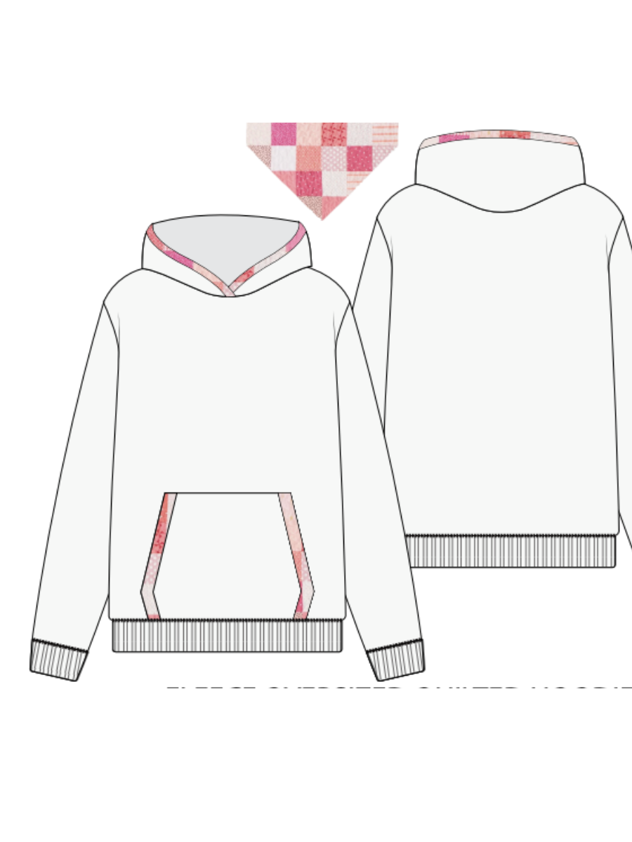Pearl Grey Gemma Patchwork Quilted Hoodie