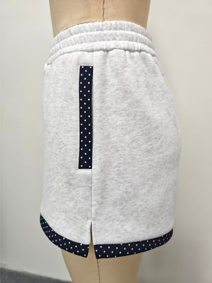 Pearl Grey Navy Blue Polka Dot Shorts