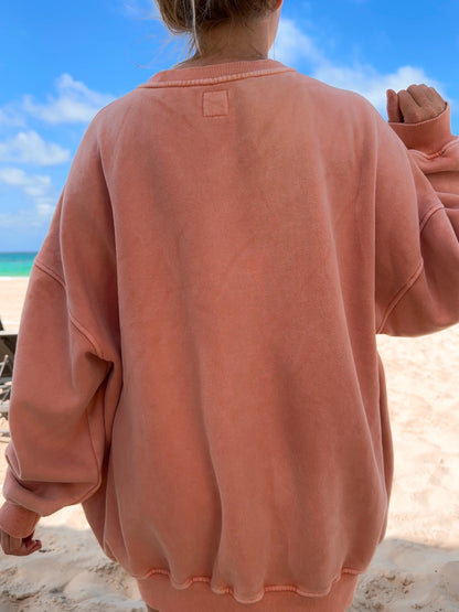 Vintage Orange Washed Basic Blank Sweatshirt