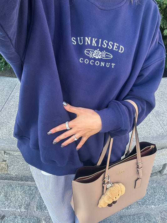 TRADESHOW Navy Blue Sunkissedcoconut Logo Embroider Sweatshirt
