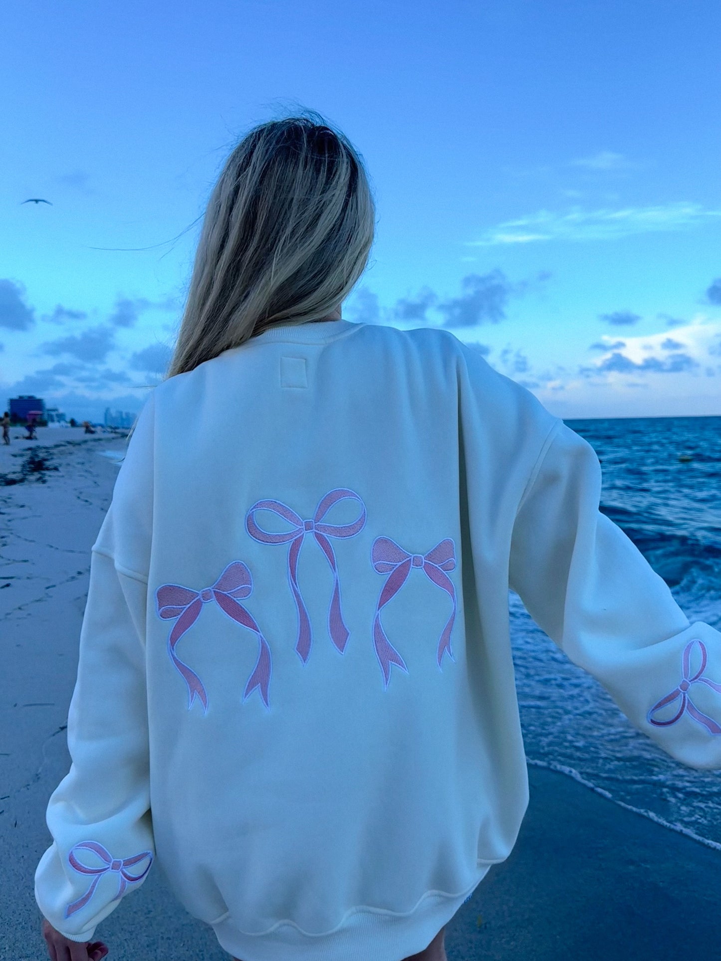 Pink Embroider Bow Sweatshirt