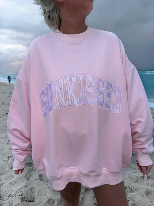 TRADESHOW Light Pink Varsity Embroider Sweatshirt