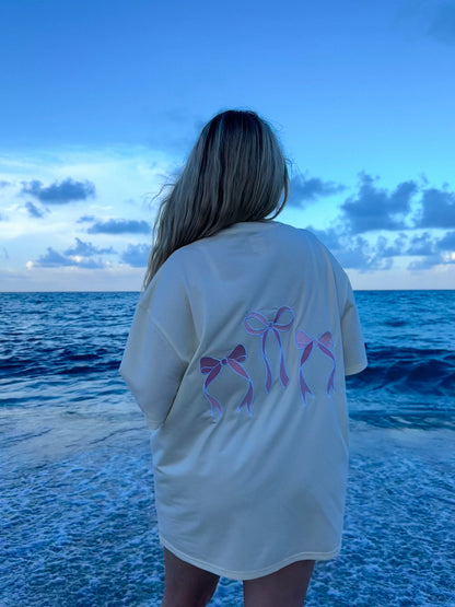 Pink Embroider Bow Tee