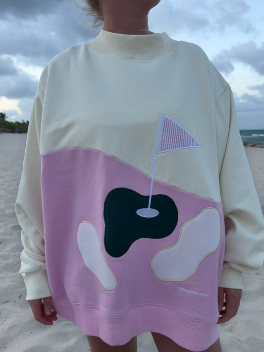 Golfing On The Green Mockneck Sweatshirt 100% Cotton