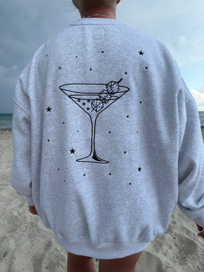 Pearl Grey Martini Dice Embroider Sweatshirt