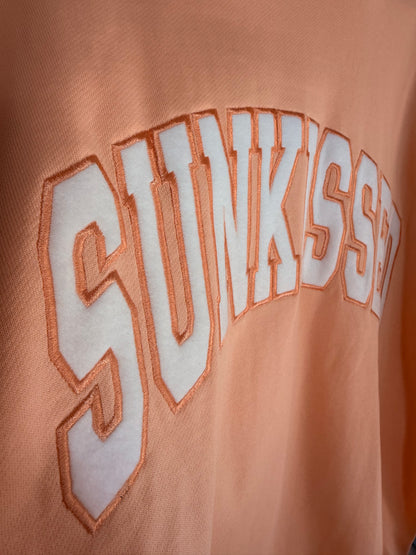 Papaya Orange Varsity Sunkissed Embroidered Mockneck Sweatshirt 100% Cotton