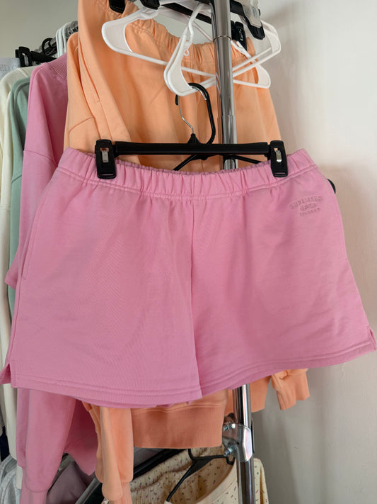 Lottie Pink Embroidered Sweat Shorts 100% Cotton
