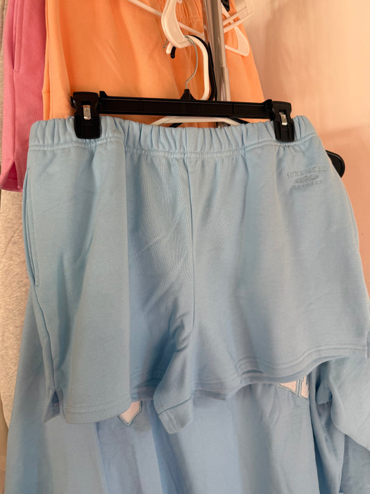 Berry Blue Embroidered Sweat Shorts 100% Cotton