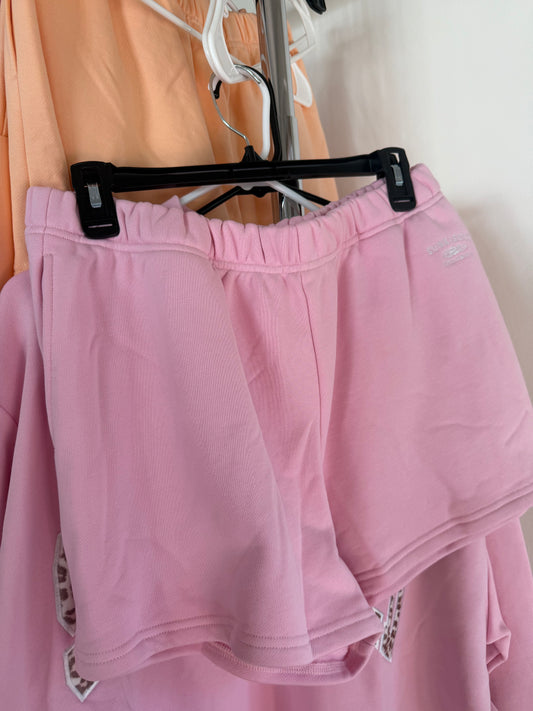 Bubblegum Pink Embroidered Sweat Shorts 100% Cotton