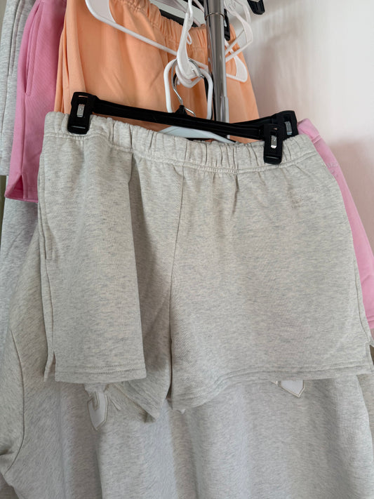 Oat Milk Grey Embroidered Sweat Shorts 100% Cotton