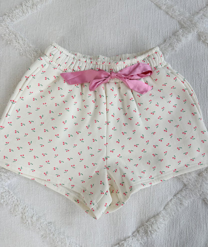 Blank Ivory Cherries All Over Shorts