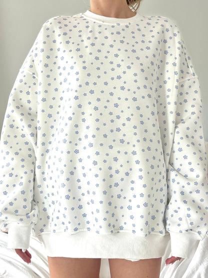 White Lilo Blue Floral Sweatshirt