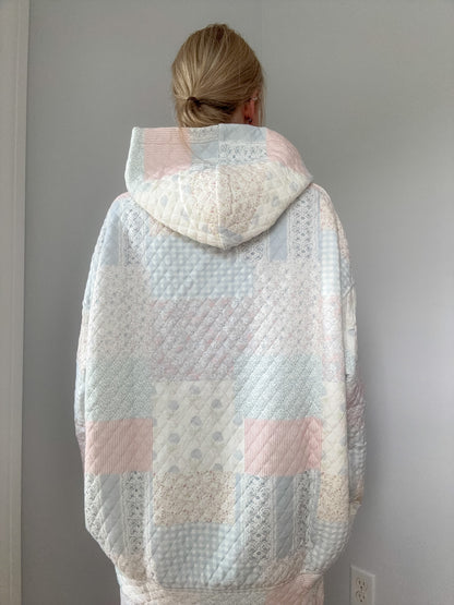 Shades Of Blue Quilted Pastel Hoodie