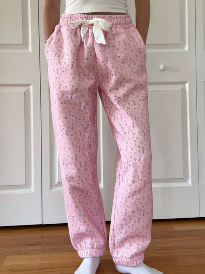 Light Pink Ditsy Blue Floral Joggers