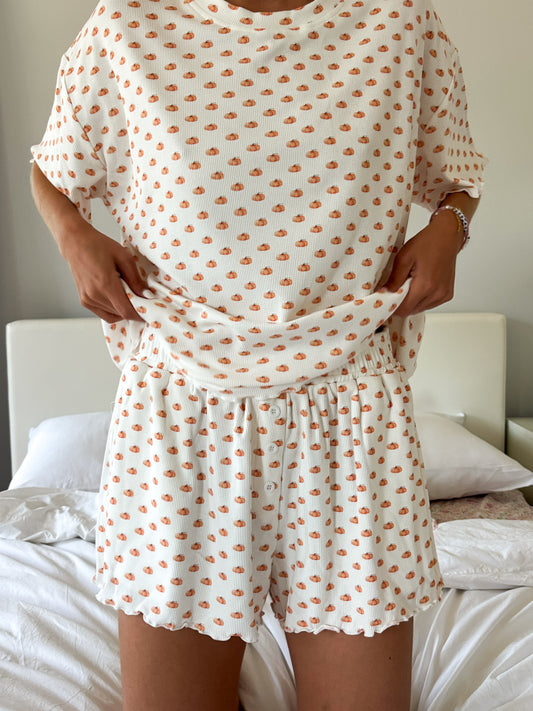 Pumpkin Fall Autumn Pajama Shorts