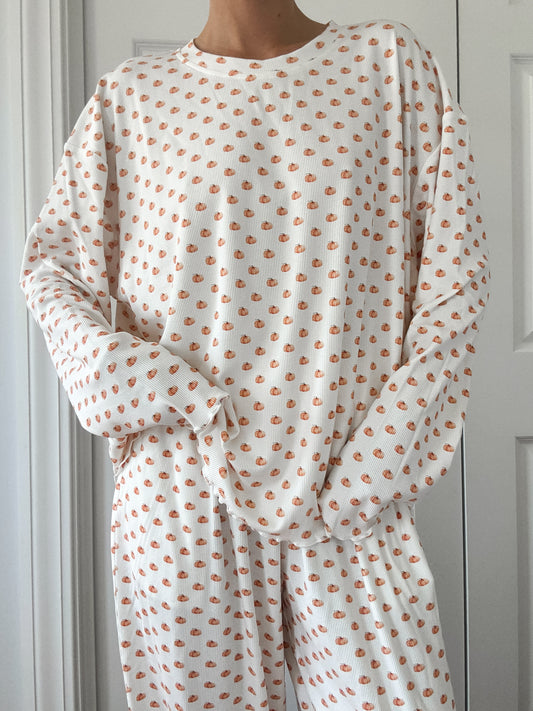 Pumpkin Fall Autumn Long Sleeve Pajama Top