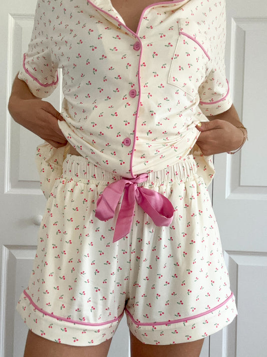 Cherries All Over Pajama Shorts