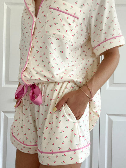 Cherries All Over Pajama Shorts