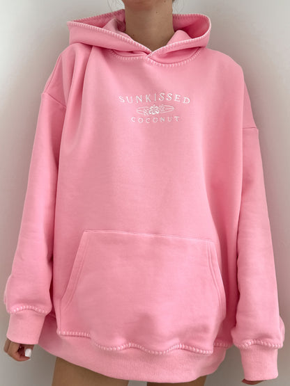 Cotton Candy Stitched Sunkissedcoconut Logo Hoodie 100% Cotton