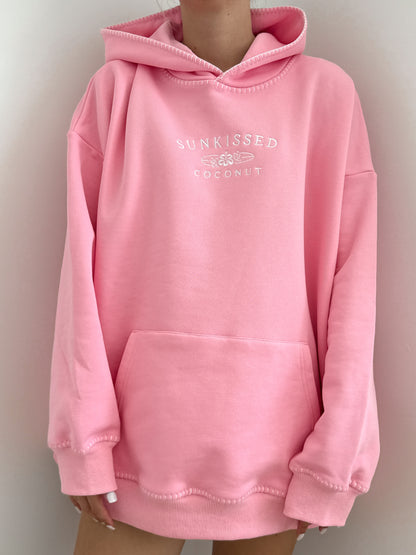 Cotton Candy Stitched Sunkissedcoconut Logo Hoodie 100% Cotton