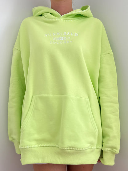 Light Lime Green Stitched Sunkissedcoconut Logo Hoodie 100% Cotton