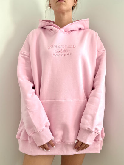Light Pastel Magenta Stitched Sunkissedcoconut Logo Hoodie 100% Cotton
