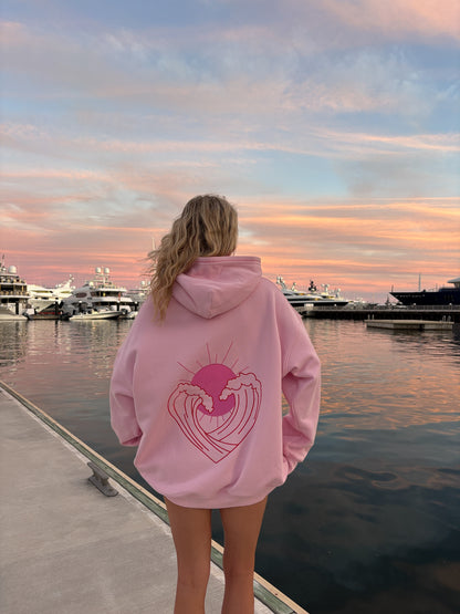 Bubblegum Pink Ocean Heart Stitched Hoodie