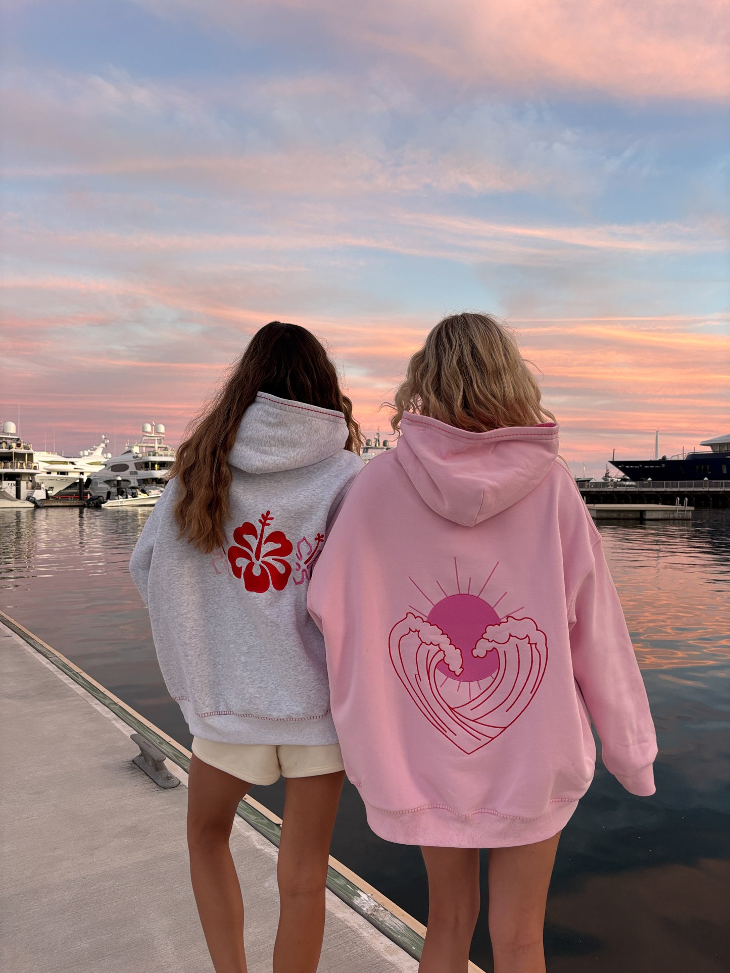 Bubblegum Pink Ocean Heart Stitched Hoodie