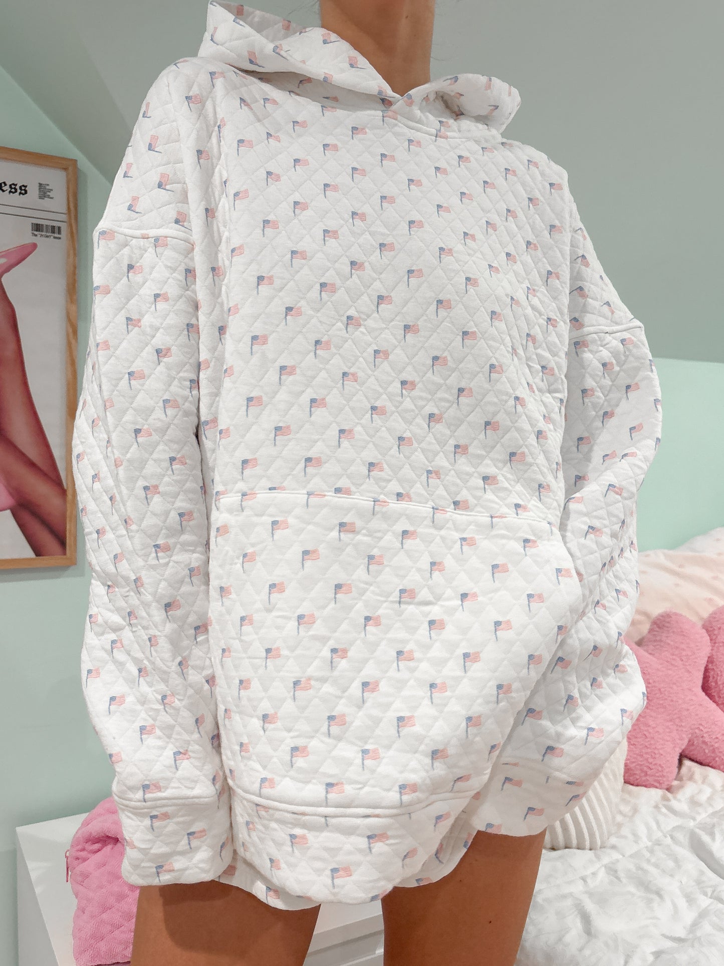 American Flag Quilted Hoodie