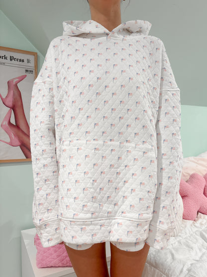 American Flag Quilted Hoodie