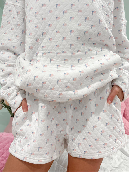 American Flag Quilted Shorts