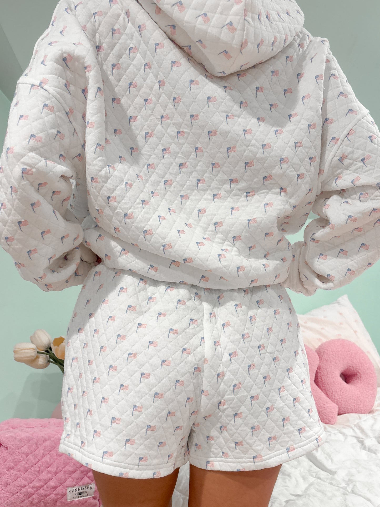 American Flag Quilted Shorts