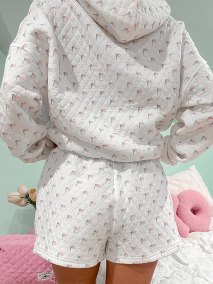 American Flag Quilted Shorts