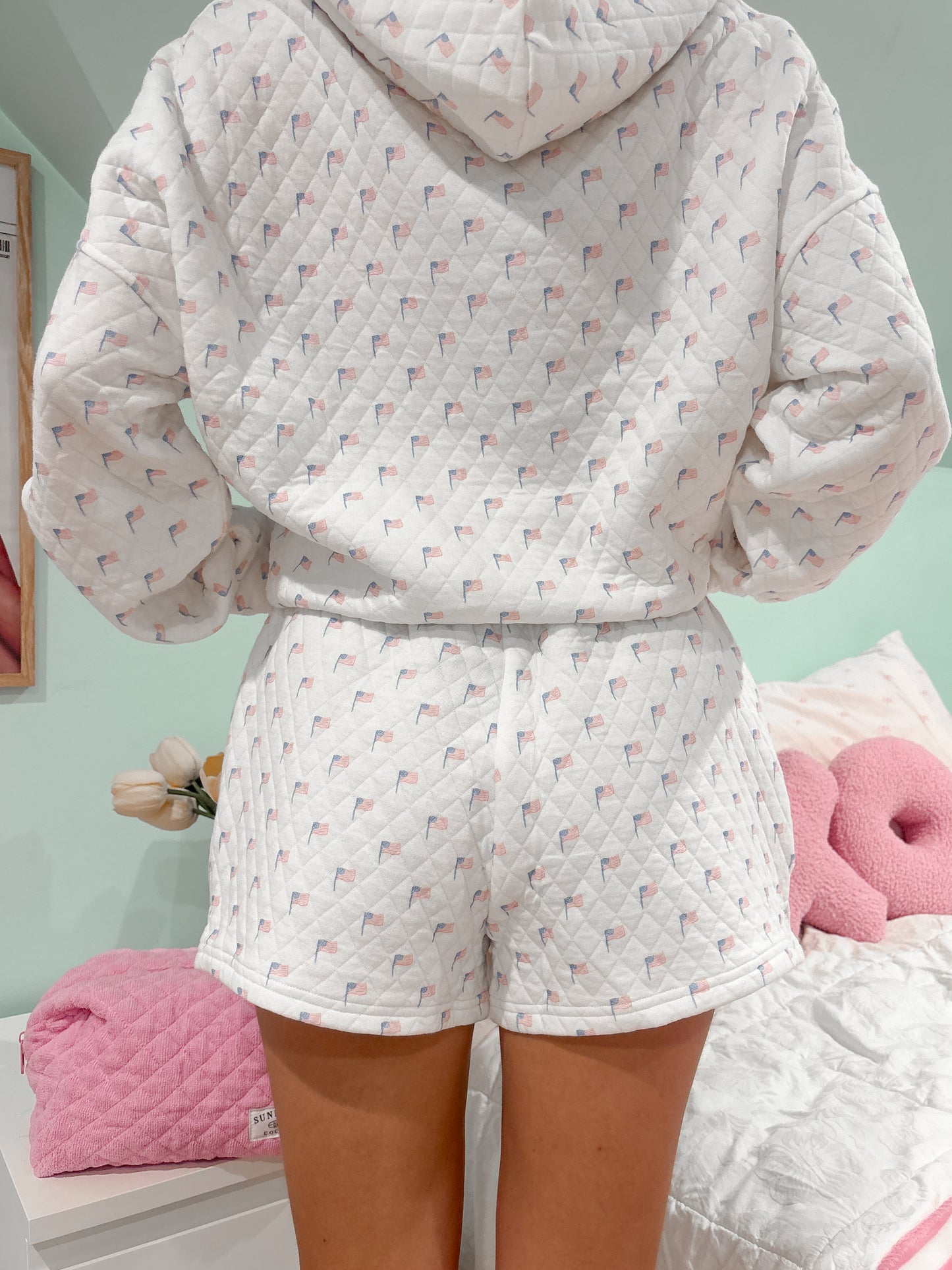 American Flag Quilted Shorts