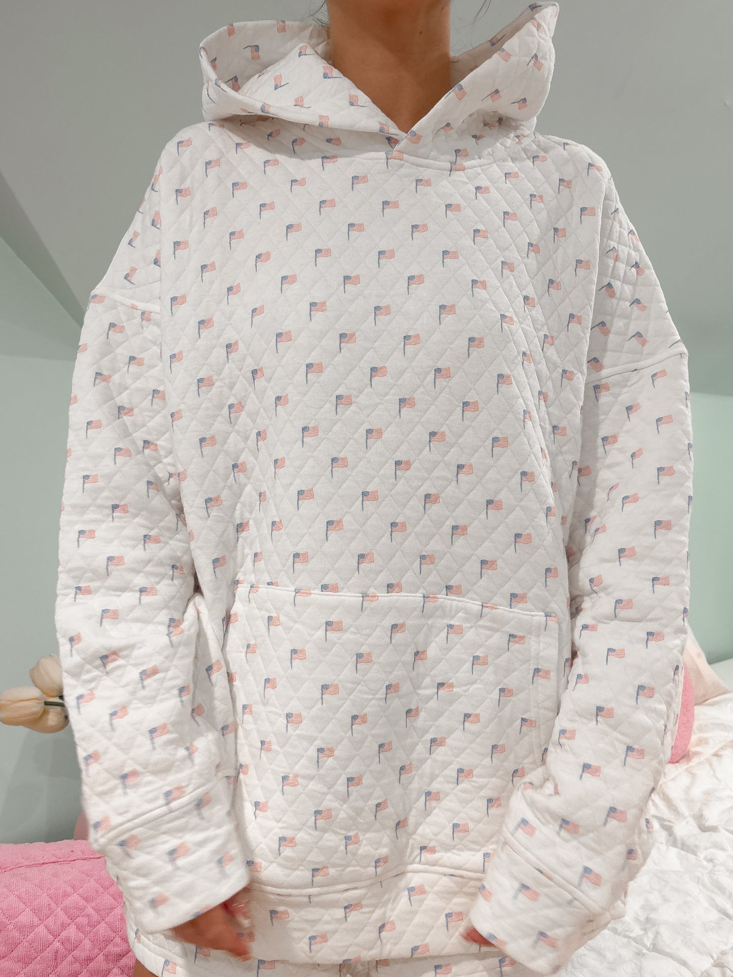 American Flag Quilted Hoodie