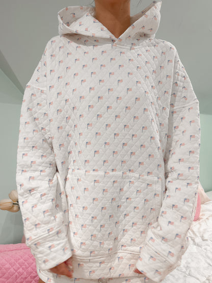 American Flag Quilted Hoodie