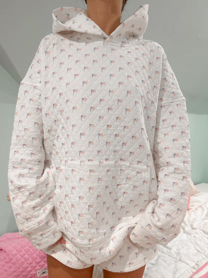 American Flag Quilted Hoodie