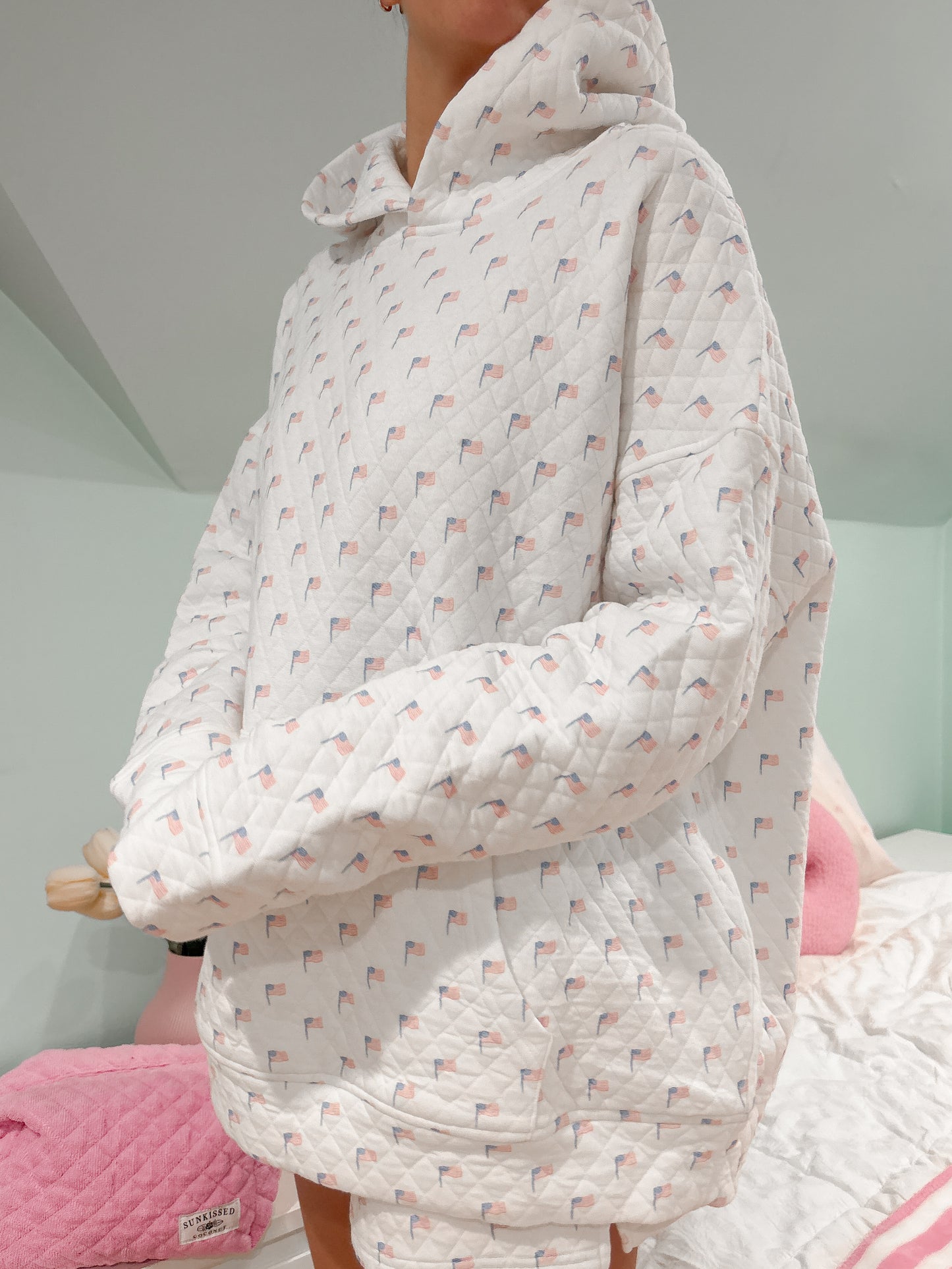 American Flag Quilted Hoodie