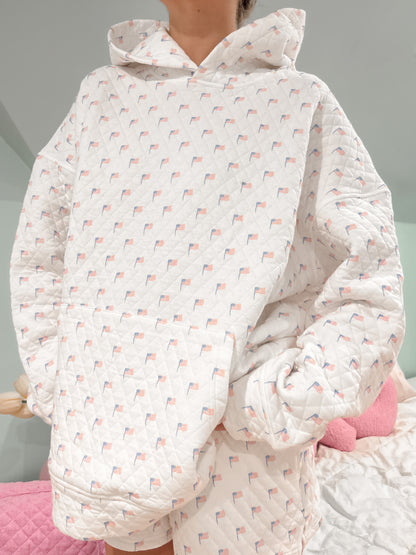 American Flag Quilted Hoodie