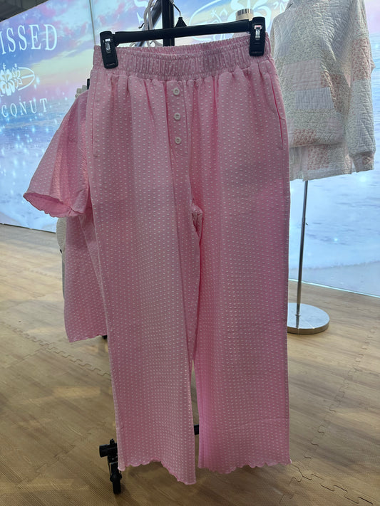 Pink with White Hearts Pajama Pants