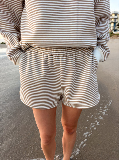 Brown and White Big Striped Shorts