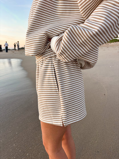 Brown and White Big Striped Shorts