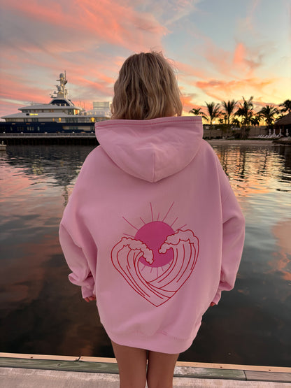 Bubblegum Pink Ocean Heart Stitched Hoodie